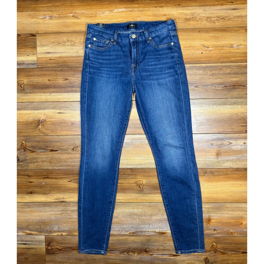 7 For All Mankind Womens Skinny Jeans Dark Wash Blue Denim Los Angeles Size 29